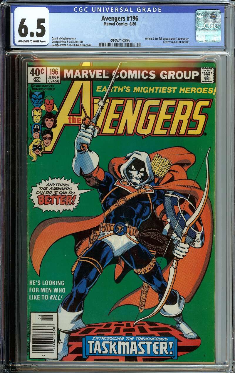 AVENGERS #196 CGC 6.5 OW/WH PAGES // 1ST FULL APPEARANCE OF TASKMASTER 1980