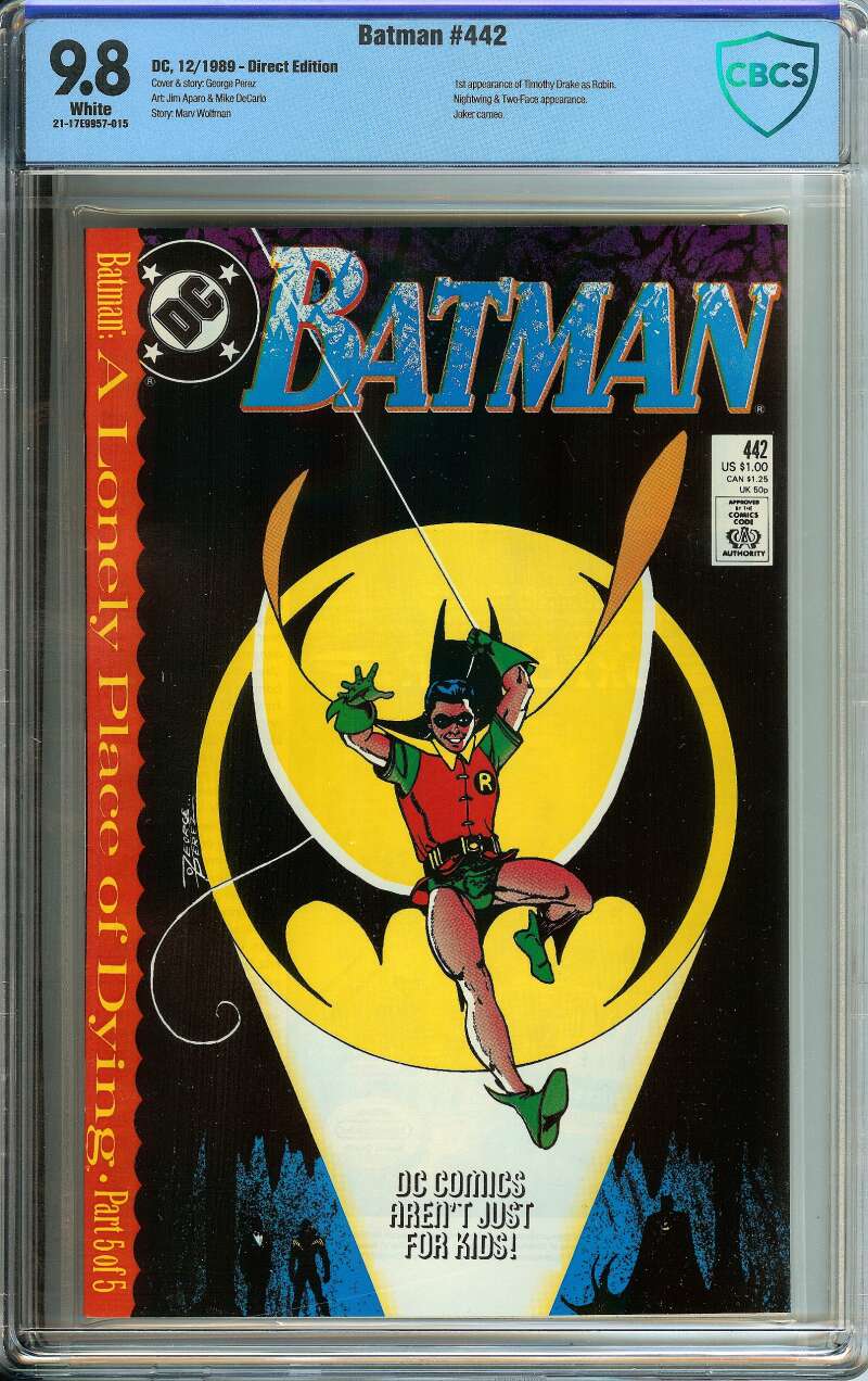 BATMAN #442 CBCS 9.8 WHITE PAGES // 1ST APP TIMOTHY DRAKE IN COSTUME 1989