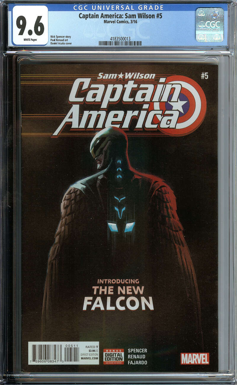 CAPTAIN AMERICA: SAM WILSON #5 CGC 9.6 WHITE PAGES // MARVEL COMICS 2016