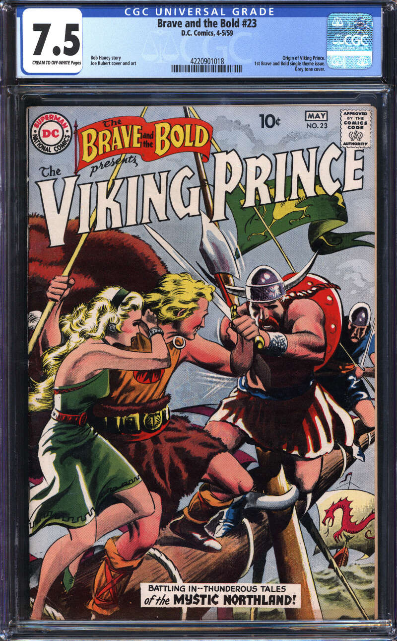 BRAVE AND THE BOLD #23 CGC 7.5 CR/OW PAGE // GREY TONE COVER DC COMICS 1959
