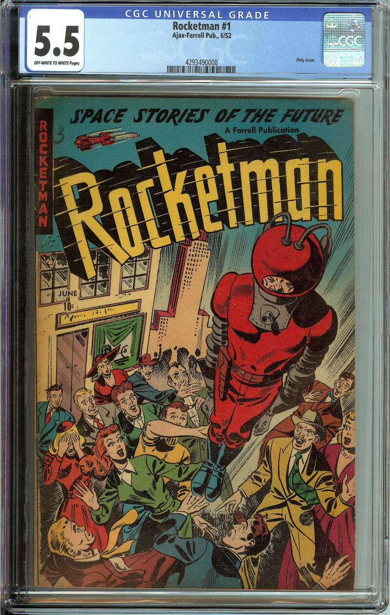 ROCKETMAN #1 CGC 5.5 OW/WH PAGES // ONLY ISSUE 1952
