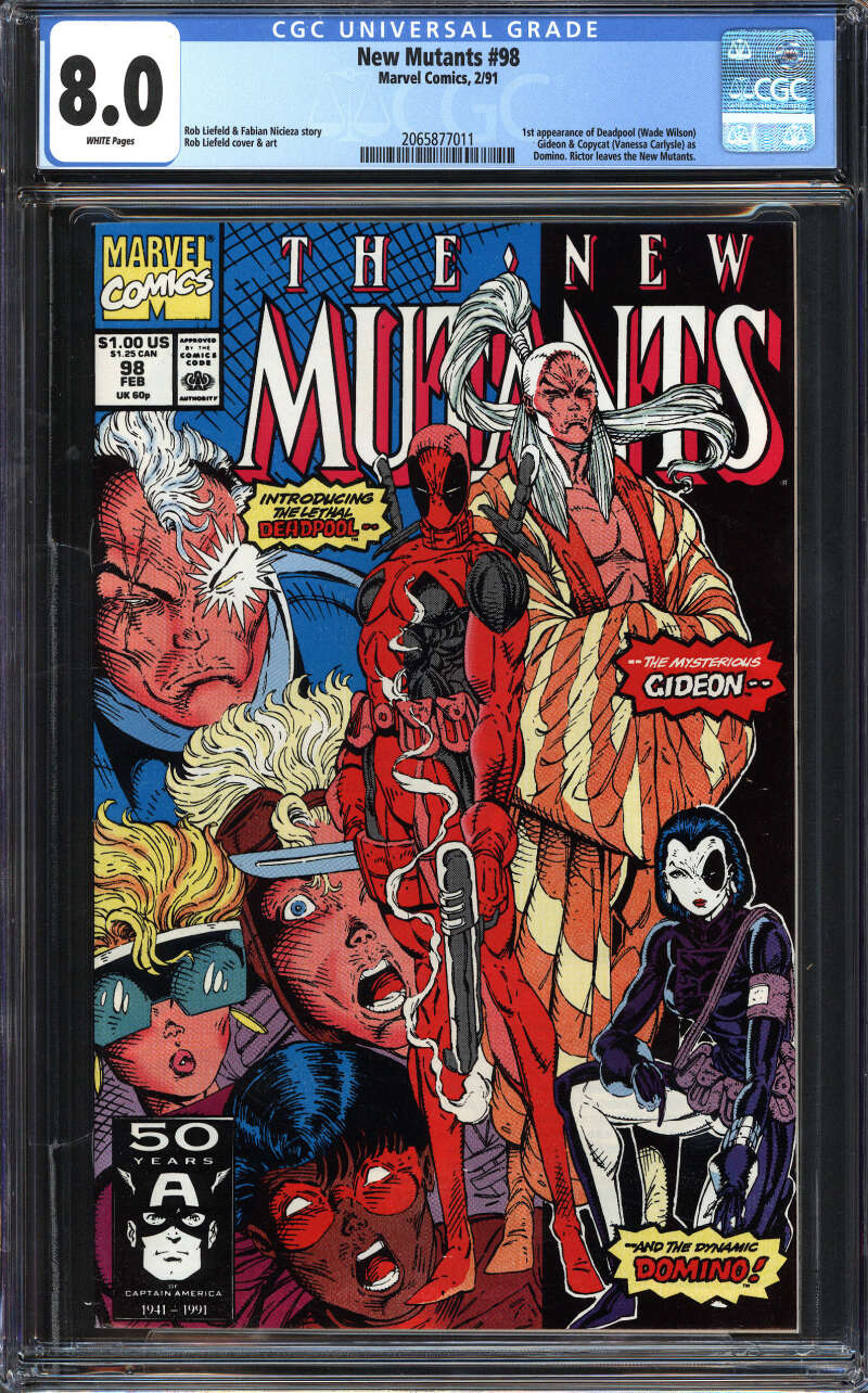 NEW MUTANTS #98 CGC 8.0 WHITE PAGES // 1ST APPEARANCE OF DEADPOOL 1991