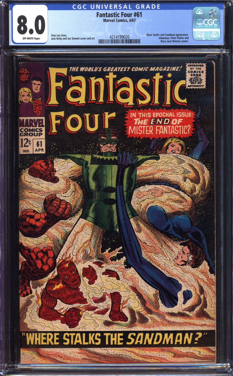 FANTASTIC FOUR #61 CGC 8.0 OW PAGES / SILVER SURFER + SANDMAN APPEARANCE 1967