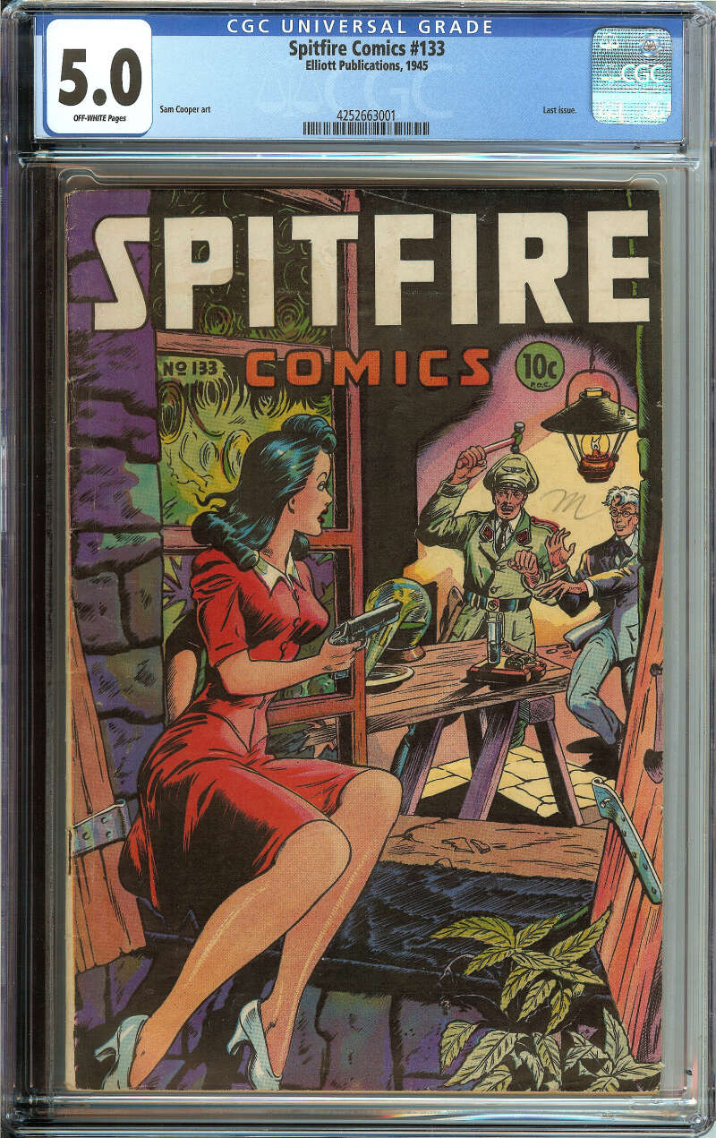 SPITFIRE COMICS #133 CGC 5.0 OW PAGES // LAST ISSUE 1945