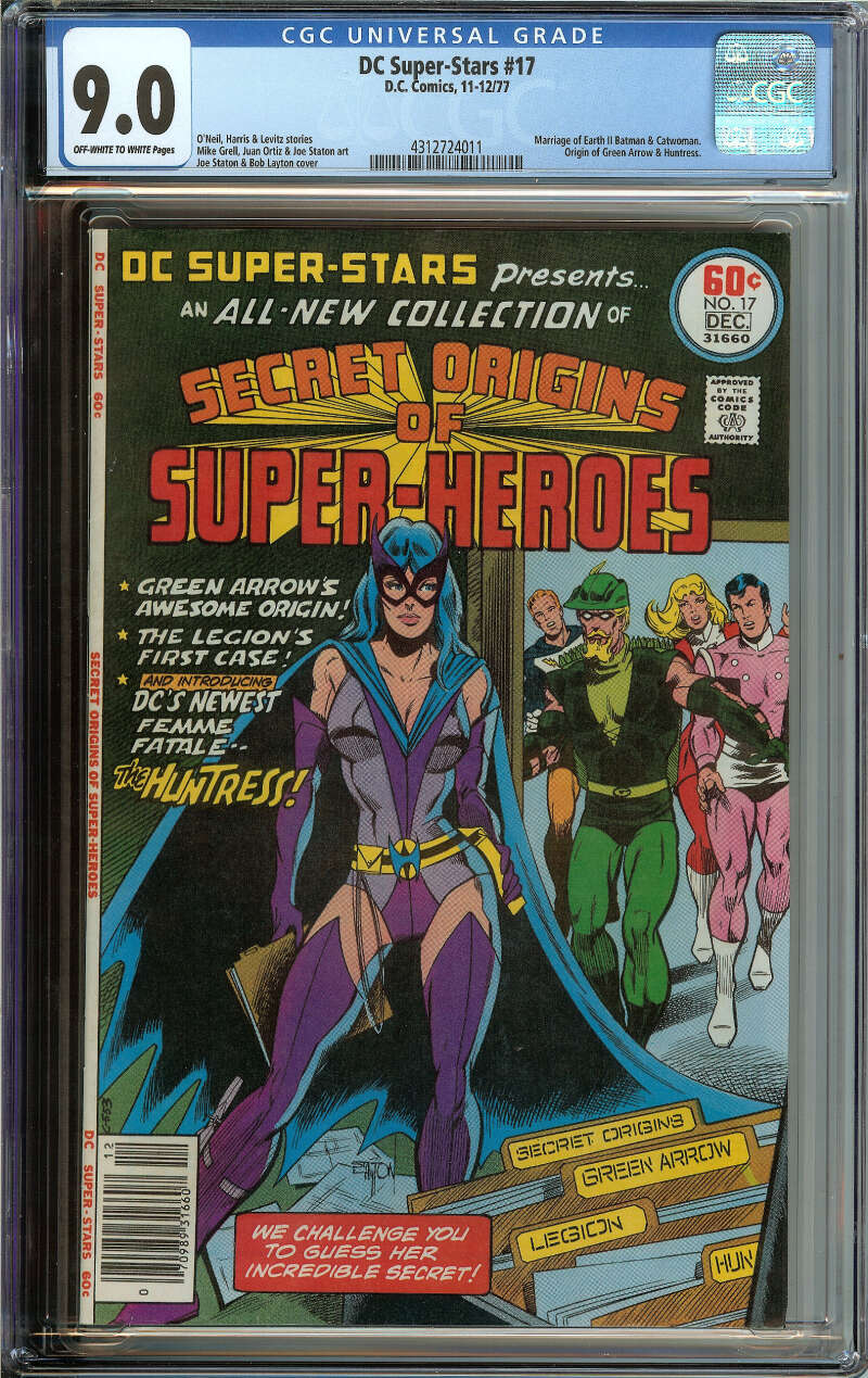 DC SUPER-STARS #17 CGC 9.0 OW/WH PAGES // ORIGIN OF GREEN ARROW/HUNTRESS