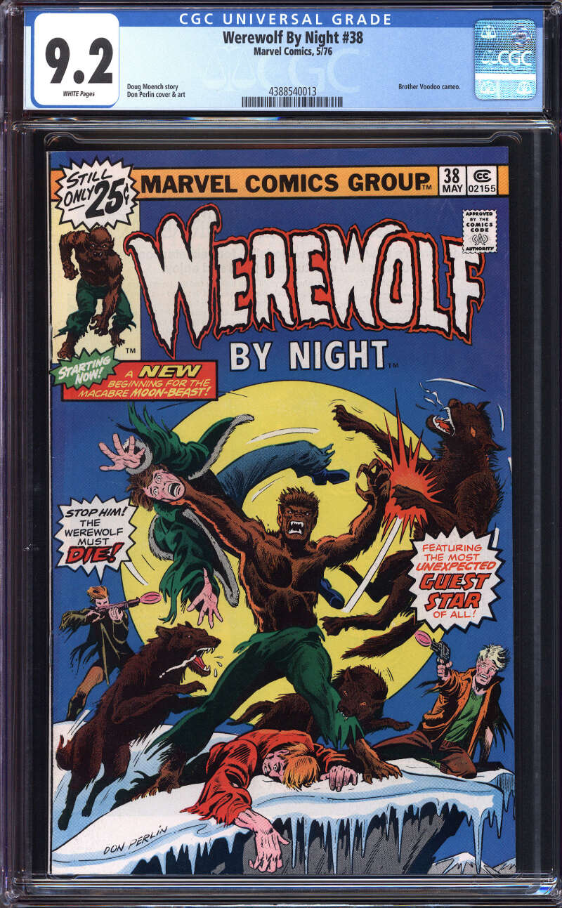 WEREWOLF BY NIGHT #38 CGC 9.2 WHITE PAGES // DON PERLIN COVER MARVEL COMICS 1976