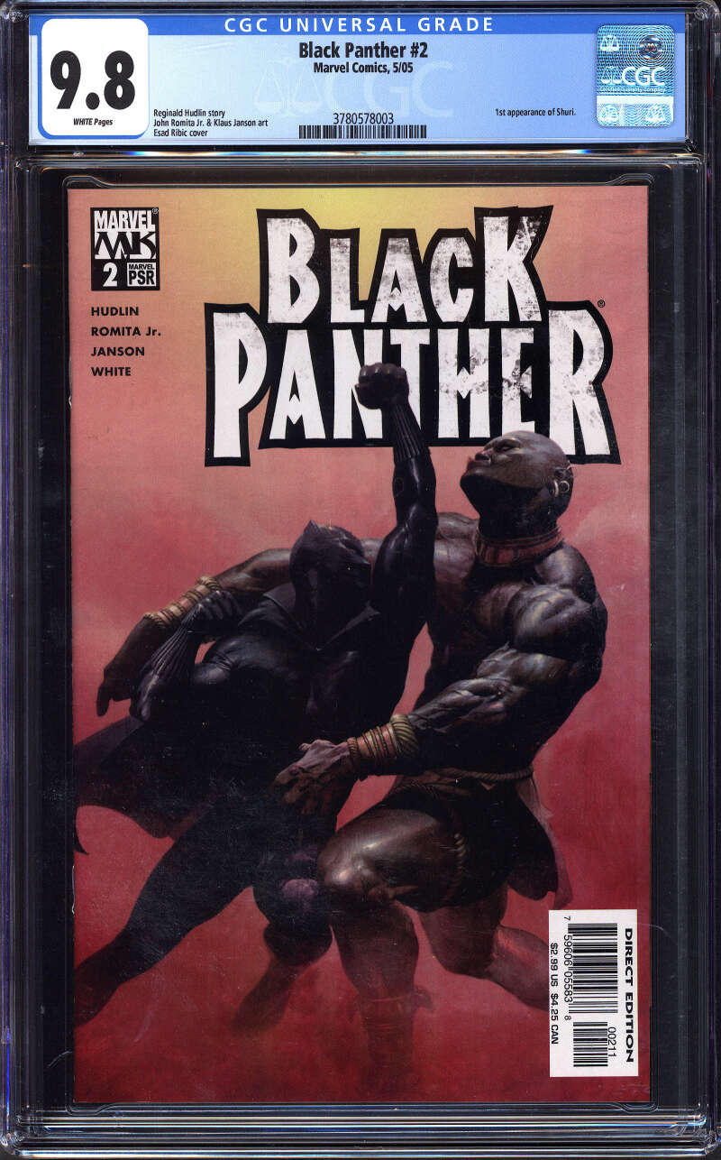 BLACK PANTHER #2 CGC 9.8 WHITE PAGES // 1ST APPEARANCE SHURI MARAVEL 2005