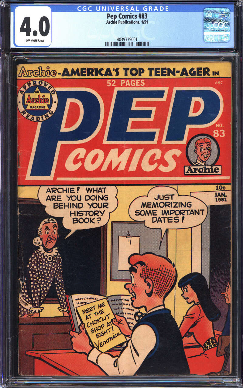 PEP COMICS #83 CGC 4.0 OW PAGES // ARCHIE PUBLICATIONS 1951