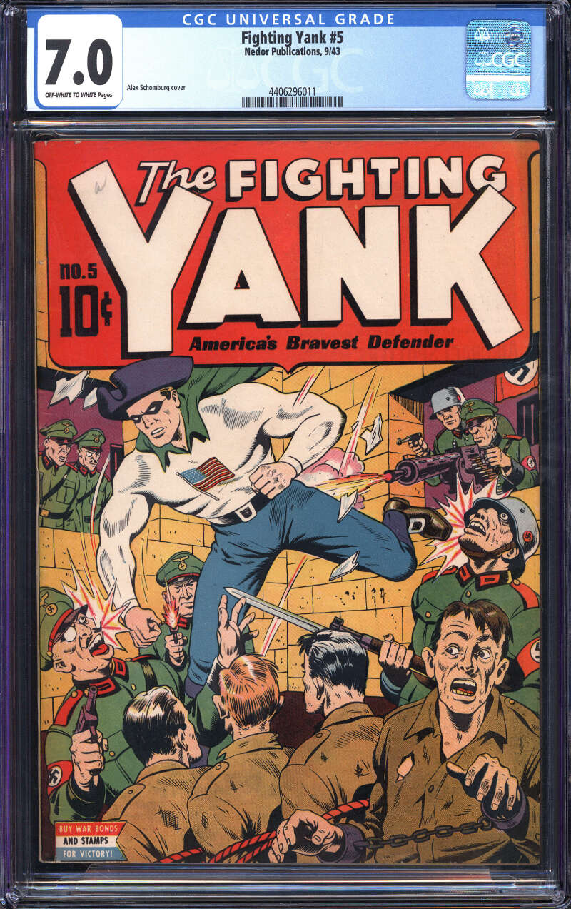 FIGHTING YANK #5 CGC 7.0 OW/WH PAGES // ALEX SCHOMBURG COVER 1943