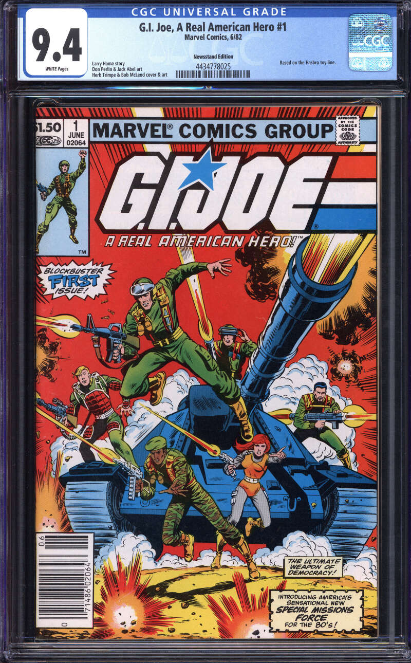 G.I. JOE, A REAL AMERICAN HERO #1 CGC 9.4 WHITE PAGES // NEWSSTAND EDITION 1982